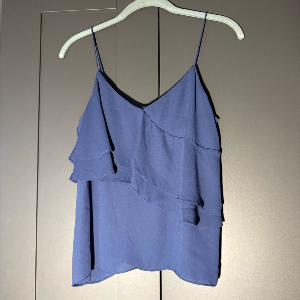 J.Crew Elegant Blue Ruffle Top